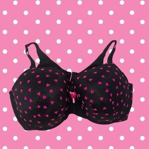 Torrid Black and Pink Heart Pattern Bra